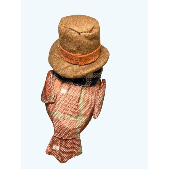 Harvest Autumn Fall Fabric Felt Bird Plaid Scarf Hat Holiday Decor - Picture 4 of 9